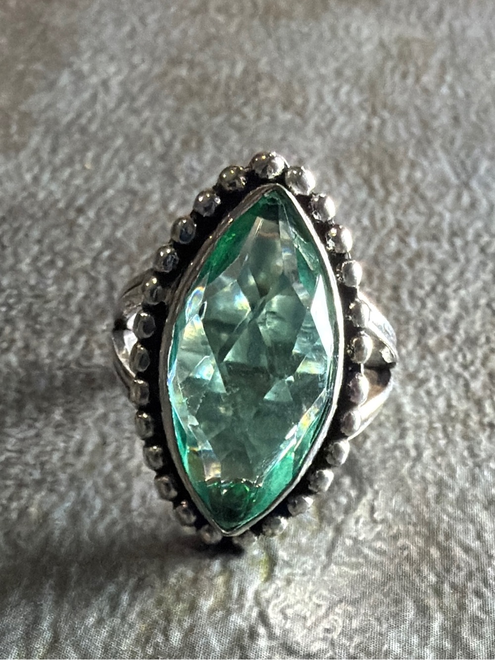 Vintage Boho Tourmaline Gemstone Ring Size 7 Women Jewelry Silver 925 Overlay